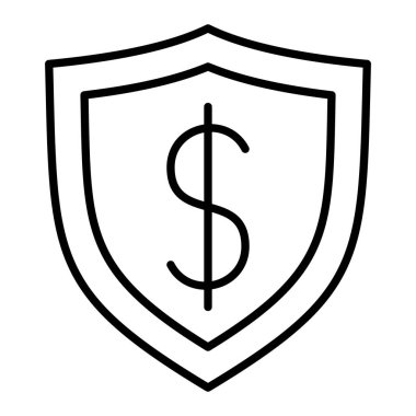 Kalkan Simgesi, Basit Siyah ve Beyaz Vektör İllüstrasyonu