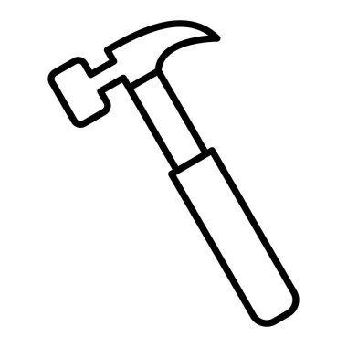 Çekiç Simgesi, Basit Siyah ve Beyaz Vektör İllüstrasyonu