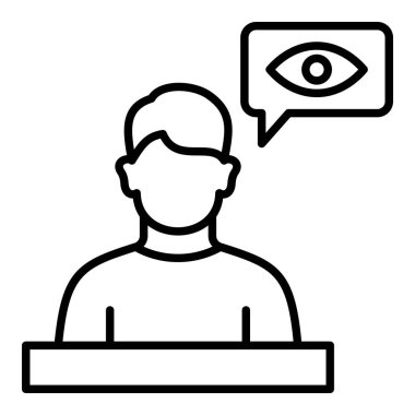 Görgü tanığı çizgisi simgesi, Basit Siyah ve Beyaz Vektör İllüstrasyonu