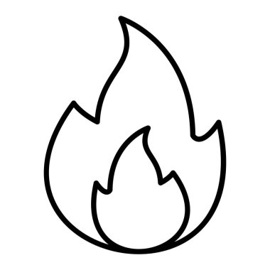 Ateş Alevi Simgesi, Basit Siyah ve Beyaz Vektör İllüstrasyonu