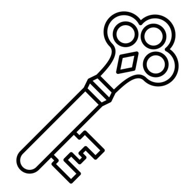 Anahtar Simgesi, Basit Siyah ve Beyaz Vektör İllüstrasyonu