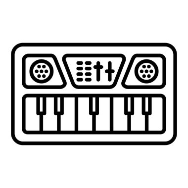 Piyano Simgesi, Basit Siyah ve Beyaz Vektör İllüstrasyonu