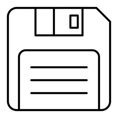 Dosya Simgesini Kaydet, Basit Siyah ve Beyaz Vektör İllüstrasyonu