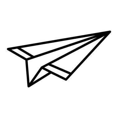 Kağıt Düzlem Simgesi, Basit Siyah ve Beyaz Vektör İllüstrasyonu