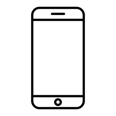 Akıllı Telefon Simgesi, Basit Siyah ve Beyaz Vektör İllüstrasyonu
