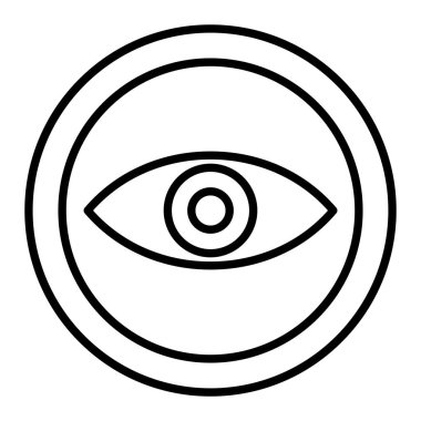 Vizyon Simgesi, Basit Siyah ve Beyaz Vektör İllüstrasyonu