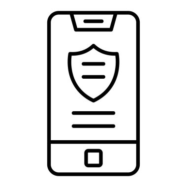 Akıllı Telefon Simgesi, Basit Siyah ve Beyaz Vektör İllüstrasyonu