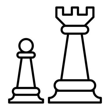 Satranç Simgesi, Basit Siyah ve Beyaz Vektör İllüstrasyonu