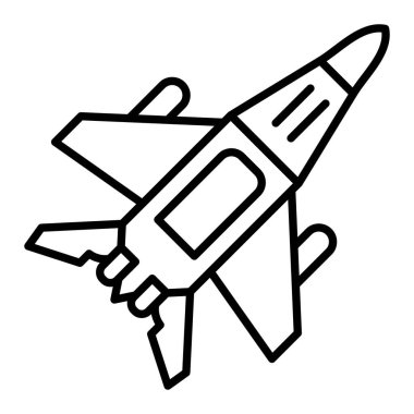 Jet Simgesi, Basit Siyah ve Beyaz Vektör İllüstrasyonu
