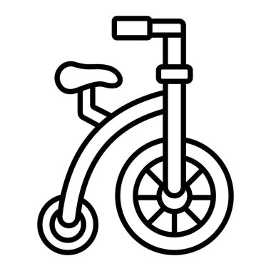 Bisiklet Simgesi, Basit Siyah ve Beyaz Vektör İllüstrasyonu