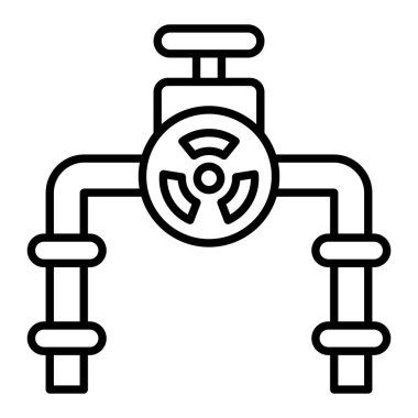 Nükleer Boru Hattı simgesi, Basit Siyah ve Beyaz Vektör İllüstrasyonu