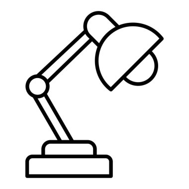 Masa lambası Simgesi, Basit Siyah ve Beyaz Vektör İllüstrasyonu