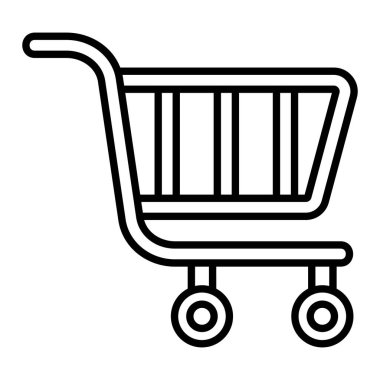 Gıda Tramvayı Simgesi, Basit Siyah ve Beyaz Vektör İllüstrasyonu