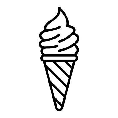 Dondurma Simgesi, Basit Siyah ve Beyaz Vektör İllüstrasyonu