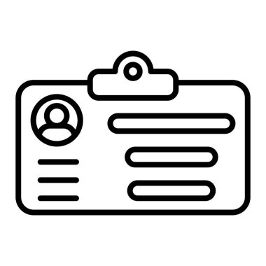 Kimlik Simgesi, Basit Siyah ve Beyaz Vektör İllüstrasyonu