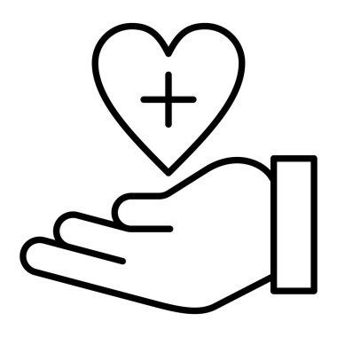 Sağlık Simgesi, Basit Siyah ve Beyaz Vektör İllüstrasyonu