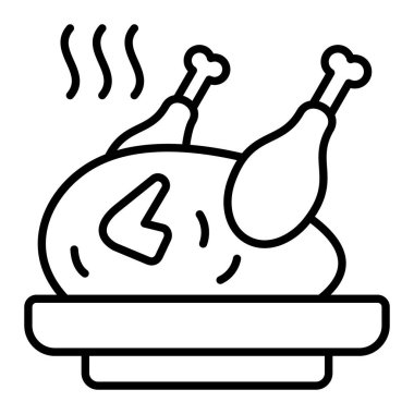 Türkiye çizgi simgesi, Basit Siyah ve Beyaz Vektör İllüstrasyonu