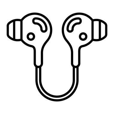 Kulaklık Telefon Simgesi, Basit Siyah ve Beyaz Vektör İllüstrasyonu