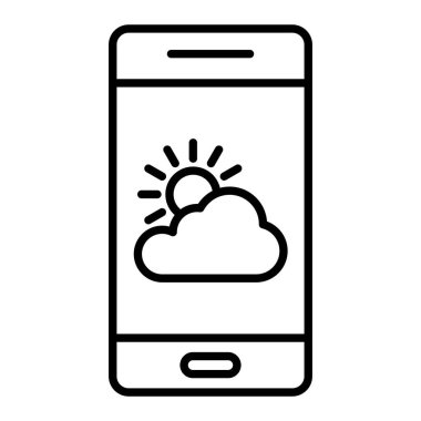 Hava Durumu Uygulaması Simgesi, Basit Siyah ve Beyaz Vektör İllüstrasyonu