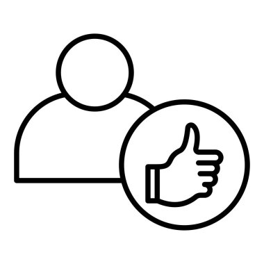 İş Memnuniyeti çizgi simgesi, Basit Siyah ve Beyaz Vektör İllüstrasyonu