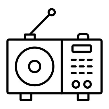 Radyo Simgesi, Basit Siyah ve Beyaz Vektör İllüstrasyonu
