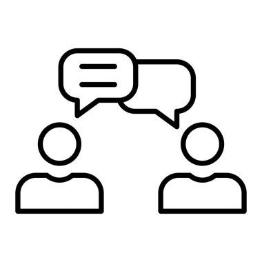 İletişim Simgesi, Basit Siyah ve Beyaz Vektör İllüstrasyonu