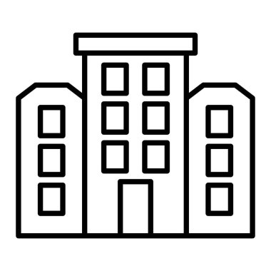 Apartman Simgesi, Basit Siyah ve Beyaz Vektör İllüstrasyonu