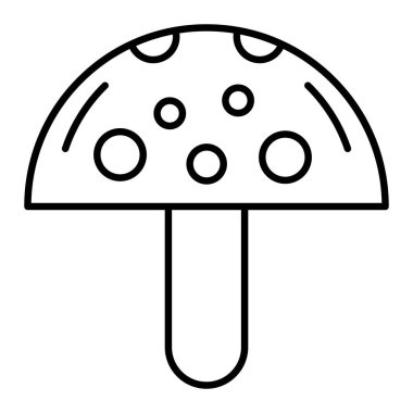 Mantar Simgesi, Basit Siyah ve Beyaz Vektör İllüstrasyonu