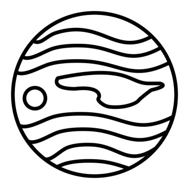 Jüpiter Simgesi, Basit Siyah ve Beyaz Vektör İllüstrasyonu