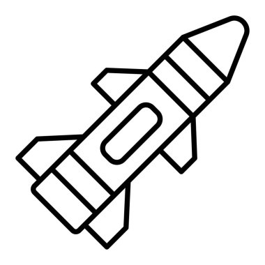 Füze Simgesi, Basit Siyah ve Beyaz Vektör İllüstrasyonu