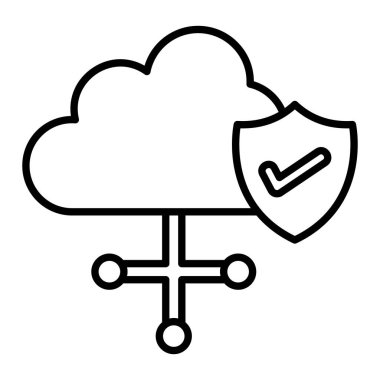 Bulut Simgesi, Basit Siyah ve Beyaz Vektör İllüstrasyonu