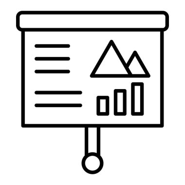 Sunum Simgesi, Basit Siyah ve Beyaz Vektör İllüstrasyonu