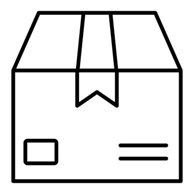 Paket Simgesi, Basit Siyah ve Beyaz Vektör İllüstrasyonu