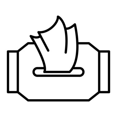 Islak Mendil Simgesi, Basit Siyah ve Beyaz Vektör İllüstrasyonu