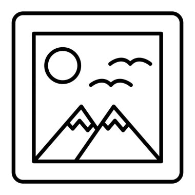 Galeri Simgesi, Basit Siyah ve Beyaz Vektör İllüstrasyonu