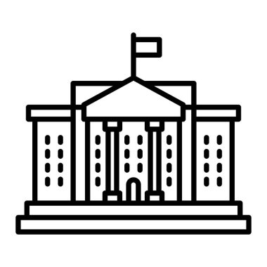 Beyaz Saray Simgesi, Basit Siyah ve Beyaz Vektör İllüstrasyonu