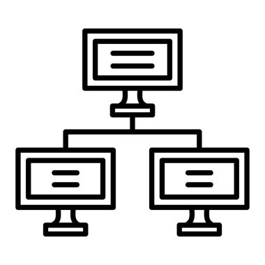 Botnet Simgesi, Basit Siyah ve Beyaz Vektör İllüstrasyonu