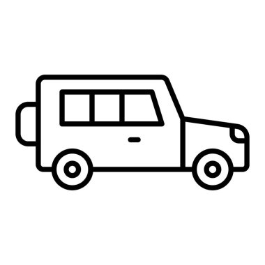 Araba Simgesi, Basit Siyah ve Beyaz Vektör İllüstrasyonu