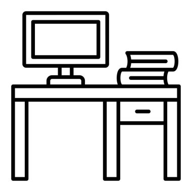 Çalışma alanı çizgisi simgesi, Basit Siyah ve Beyaz Vektör İllüstrasyonu