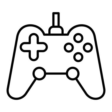 Oyun Simgesi, Basit Siyah ve Beyaz Vektör İllüstrasyonu