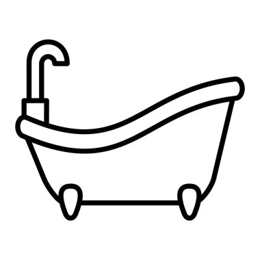 Banyo Simgesi, Basit Siyah ve Beyaz Vektör İllüstrasyonu