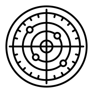 Radar Simgesi, Basit Siyah ve Beyaz Vektör İllüstrasyonu