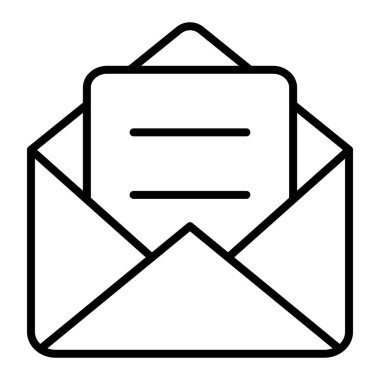 E- posta Simgesi, Basit Siyah ve Beyaz Vektör İllüstrasyonu