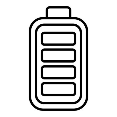 Batarya Simgesi, Basit Siyah ve Beyaz Vektör İllüstrasyonu