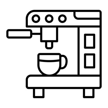 Kahve Pazarı Simgesi, Basit Siyah ve Beyaz Vektör İllüstrasyonu
