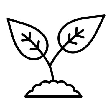 Bitki Simgesi, Basit Siyah ve Beyaz Vektör İllüstrasyonu