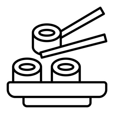 Suşi çizgisi simgesi, Basit Siyah ve Beyaz Vektör İllüstrasyonu