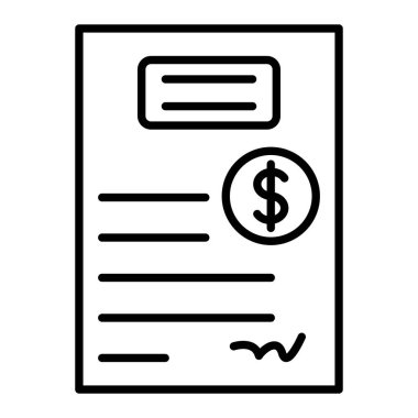 Fatura Simgesi, Basit Siyah ve Beyaz Vektör İllüstrasyonu