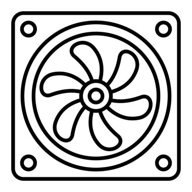 Soğutma Simgesi, Basit Siyah ve Beyaz Vektör İllüstrasyonu