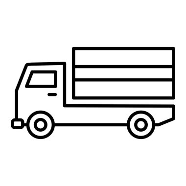 Kamyon Simgesi, Basit Siyah ve Beyaz Vektör İllüstrasyonu